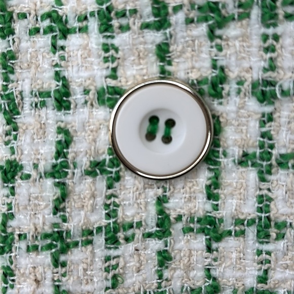 Rachel Zoe Green White Tweed Notch Collar Double Breasted Blazer Jacket Size XS - Picture 4 of 13